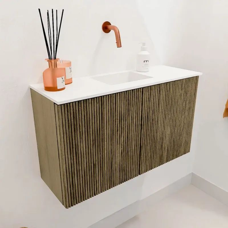 Mondiaz Joya 70cm toiletmeubel dusk met wastafel faye midden zonder kraangat talc Shop Nu