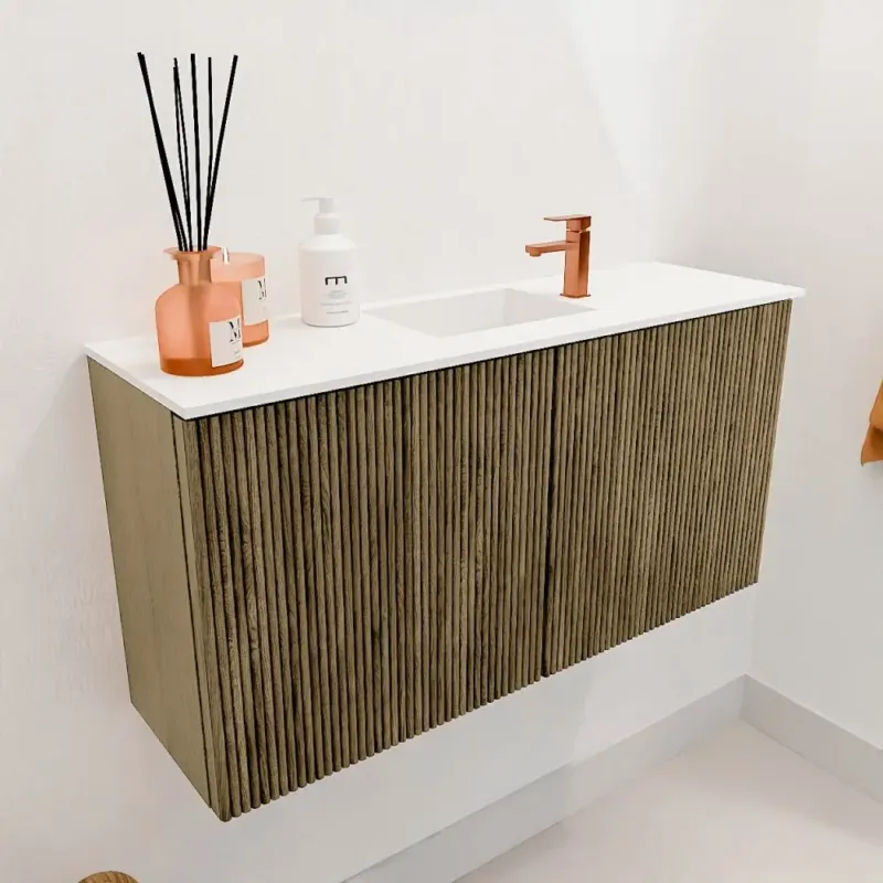 Veilige Betaling Mondiaz Joya 80cm toiletmeubel dusk met wastafel faye midden 1 kraangat talc