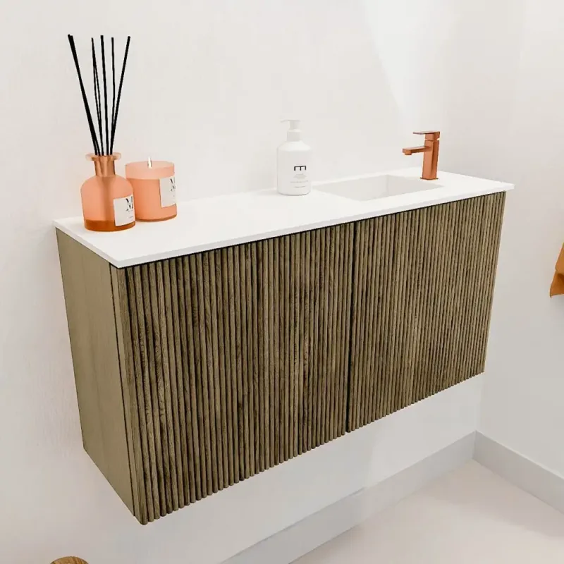 Dagaanbieding Mondiaz Joya 80cm toiletmeubel dusk met wastafel faye rechts 1 kraangat talc