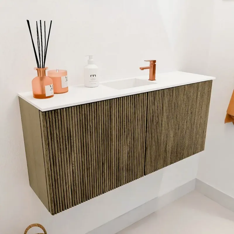 Mondiaz Joya 90cm toiletmeubel dusk met wastafel faye midden 1 kraangat talc Bestseller