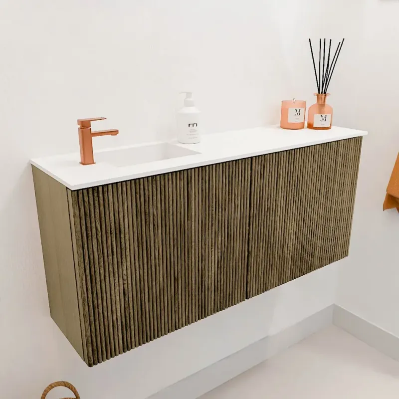 Mondiaz Joya 90cm toiletmeubel dusk met wastafel faye links 1 kraangat talc Lage Prijs