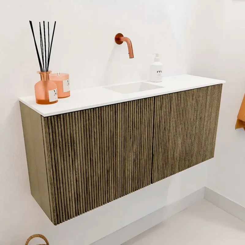 Mondiaz Joya 90cm toiletmeubel dusk met wastafel faye midden zonder kraangat talc Betaalbaar