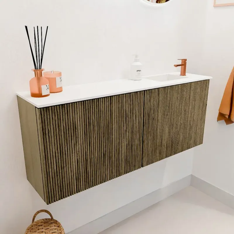 Mondiaz Joya 100cm toiletmeubel dusk met wastafel faye rechts 1 kraangat talc Op = Op