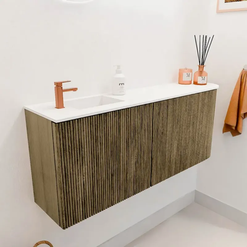 Hete Deal Mondiaz Joya 100cm toiletmeubel ronding rechts dusk met wastafel faye links 1 kraangat talc