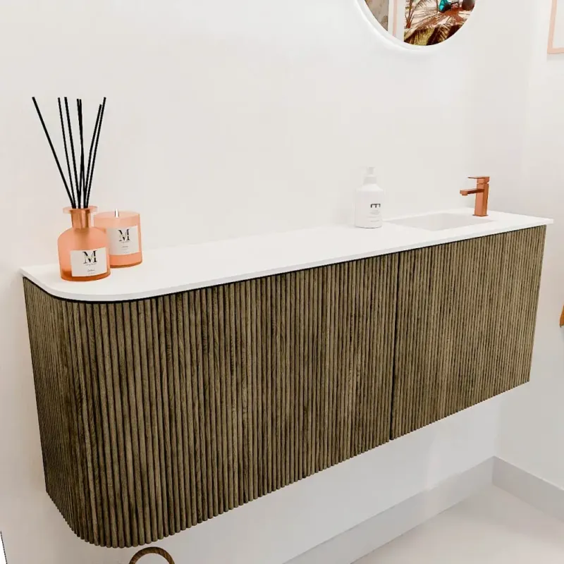 Mondiaz Joya 110cm toiletmeubel ronding links dusk met wastafel faye rechts 1 kraangat talc Betrouwbaar