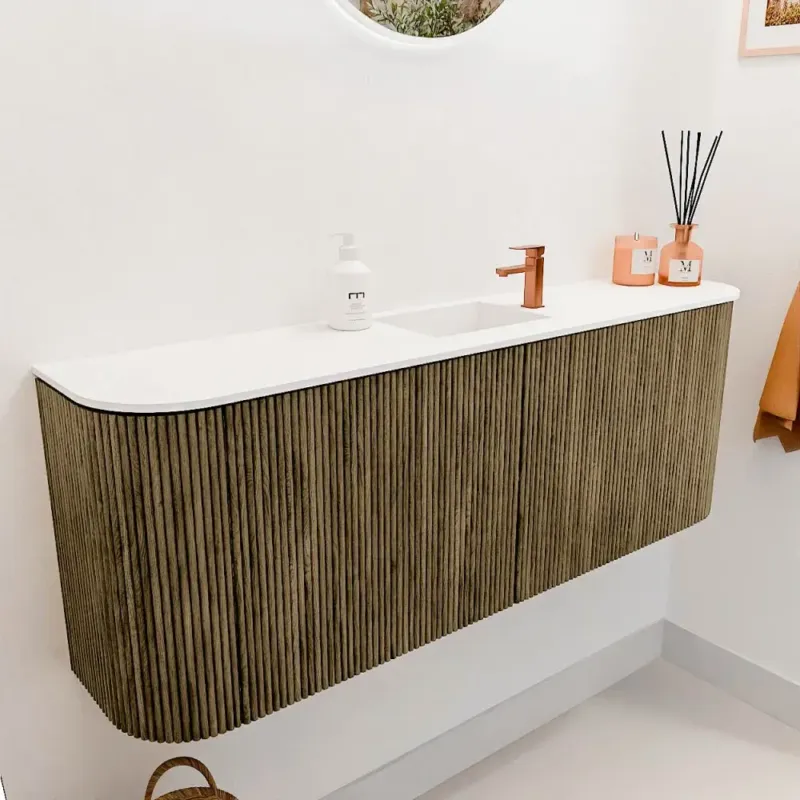 Laatste Versie Mondiaz Joya 115cm toiletmeubel ronding links/rechts dusk met wastafel faye midden 1 kraangat talc