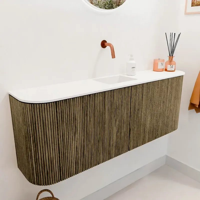 Mondiaz Joya 115cm toiletmeubel ronding links/rechts dusk met wastafel faye midden zonder kraangat talc Gratis Retour