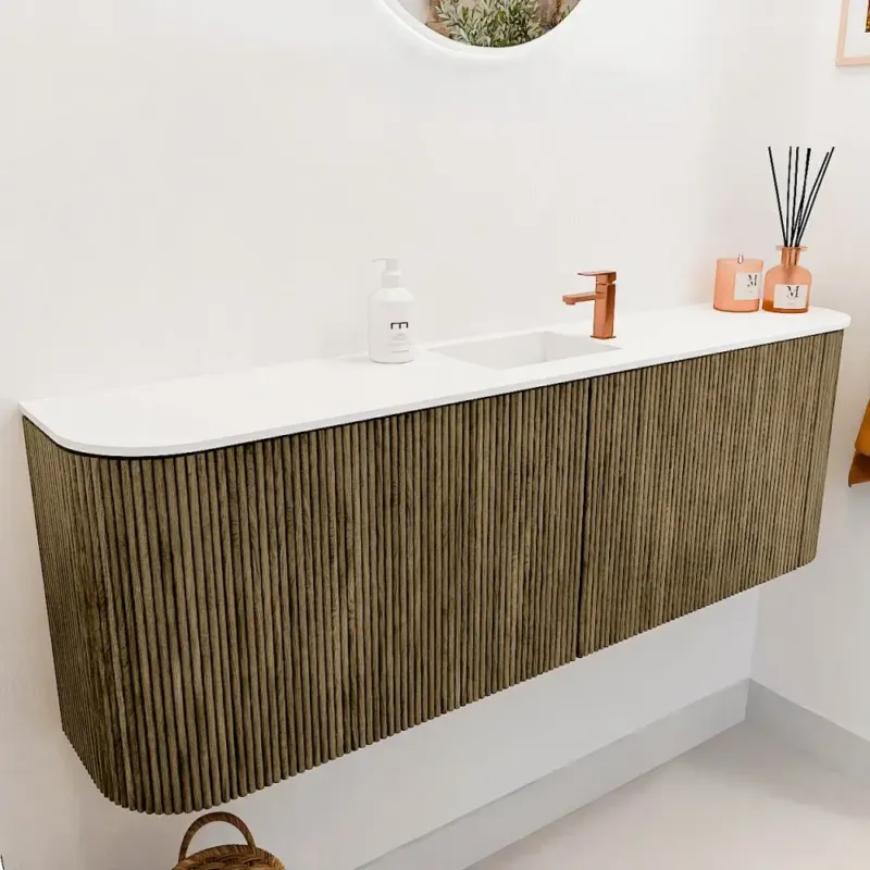 Mondiaz Joya 125cm toiletmeubel ronding links/rechts dusk met wastafel faye midden 1 kraangat talc Flitsaanbieding