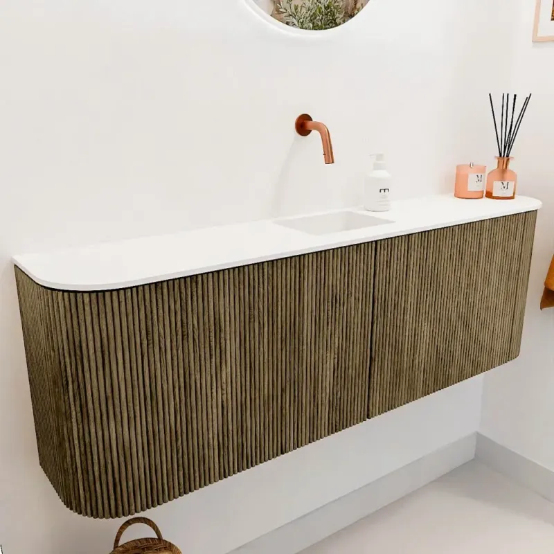 Mondiaz Joya 125cm toiletmeubel ronding links/rechts dusk met wastafel faye midden zonder kraangat talc Flitsaanbieding