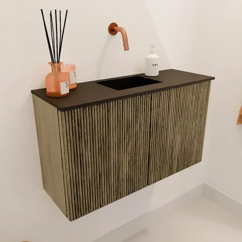 Mondiaz Joya 70cm toiletmeubel dusk met wastafel faye midden zonder kraangat urban Korting