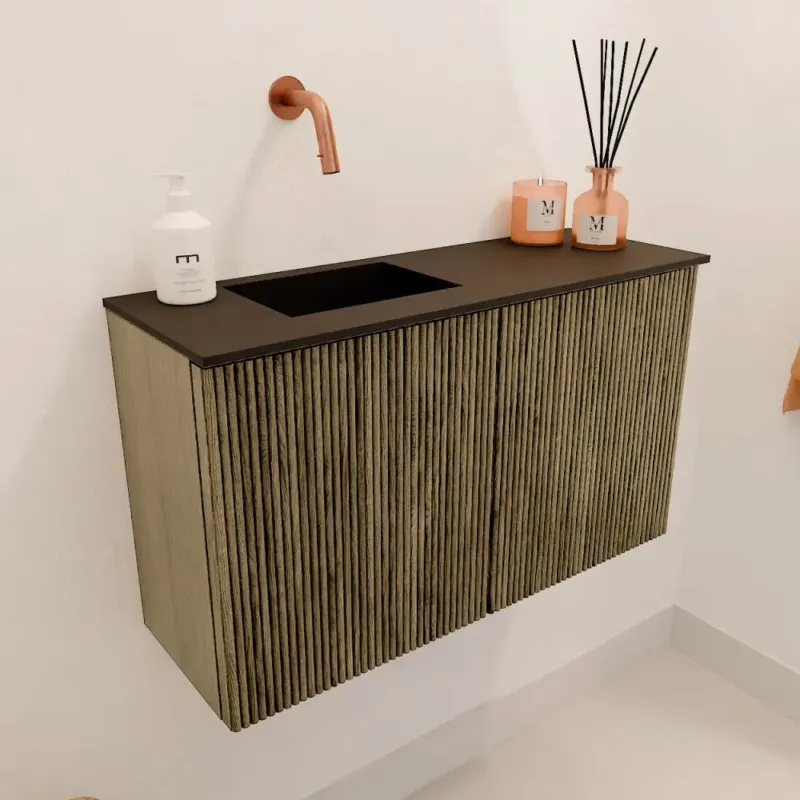 Mondiaz Joya 70cm toiletmeubel dusk met wastafel faye links zonder kraangat urban Voordeelprijs