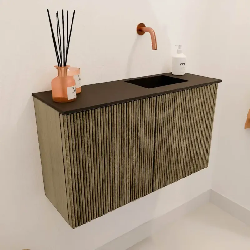 Mondiaz Joya 70cm toiletmeubel dusk met wastafel faye rechts zonder kraangat urban Actieprijs