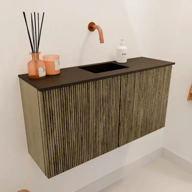 Koopje Mondiaz Joya 80cm toiletmeubel dusk met wastafel faye midden zonder kraangat urban