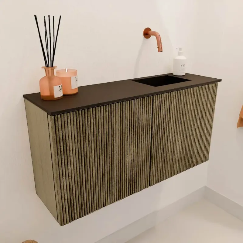 Mondiaz Joya 80cm toiletmeubel dusk met wastafel faye rechts zonder kraangat urban Premium