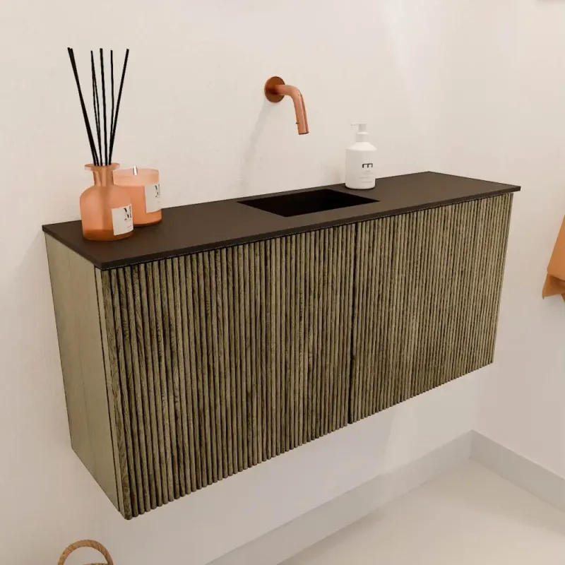 Mondiaz Joya 90cm toiletmeubel dusk met wastafel faye midden zonder kraangat urban Exclusieve Aanbieding