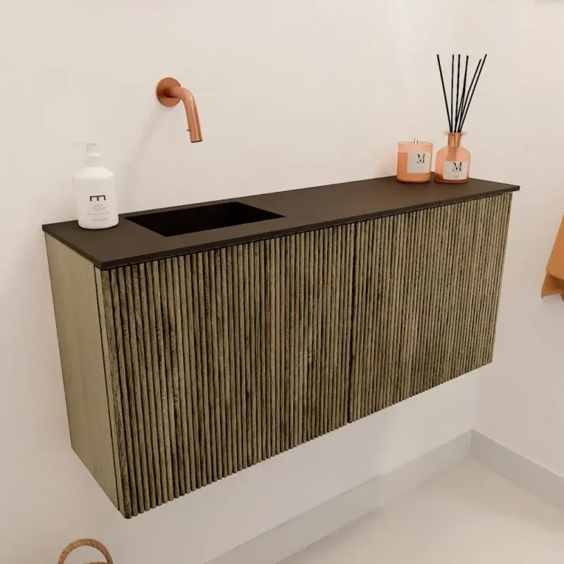 Mondiaz Joya 90cm toiletmeubel dusk met wastafel faye links zonder kraangat urban Laatste Versie