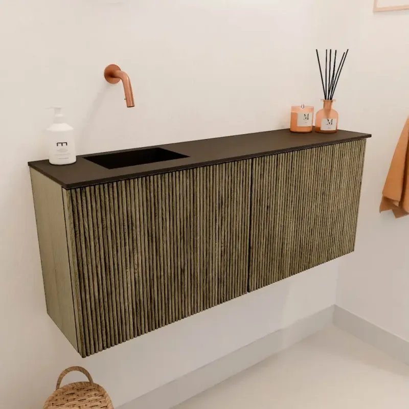 Mondiaz Joya 100cm toiletmeubel dusk met wastafel faye links zonder kraangat urban Flitsaanbieding