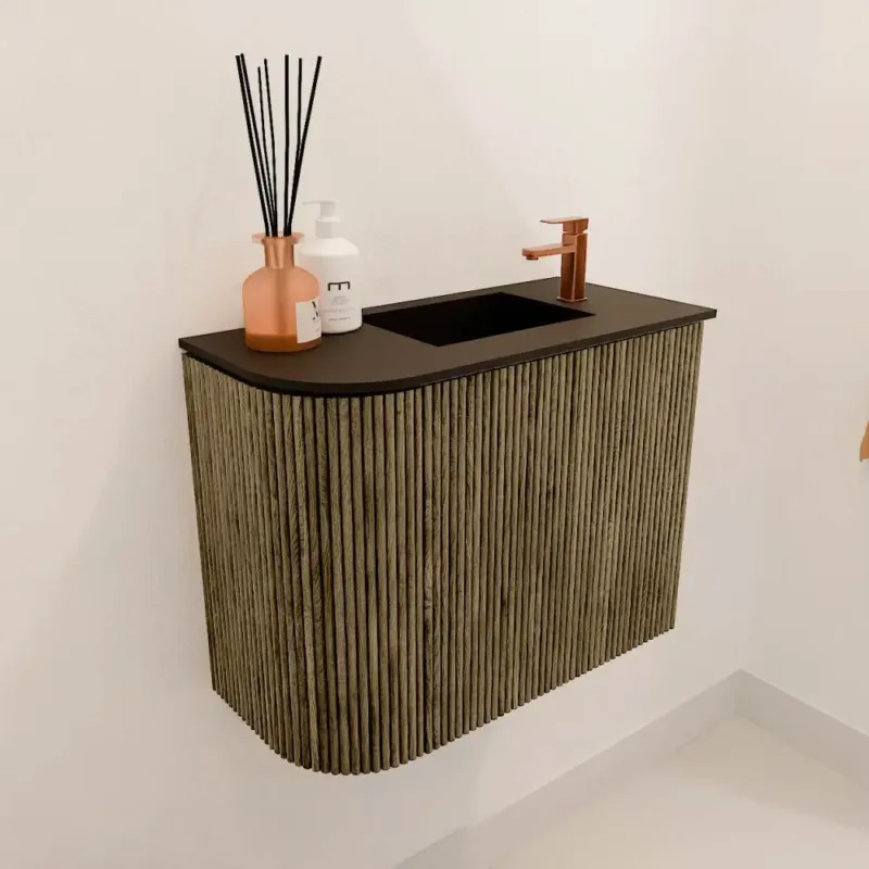Mondiaz Joya 50cm toiletmeubel ronding links dusk met wastafel faye rechts 1 kraangat urban Betaalbaar
