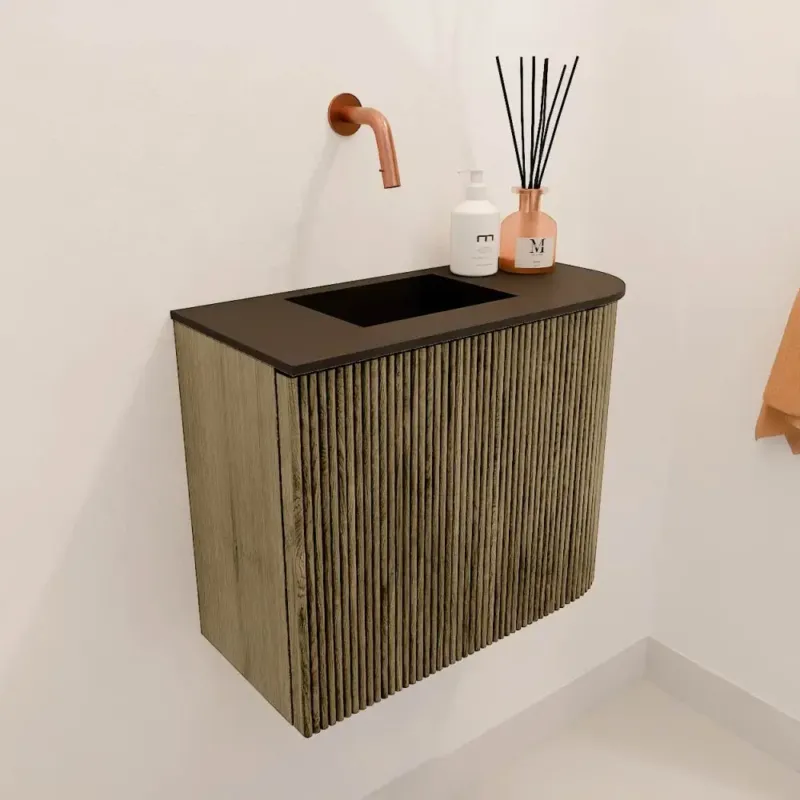 Koop Vandaag Mondiaz Joya 50cm toiletmeubel ronding rechts dusk met wastafel faye links zonder kraangat urban