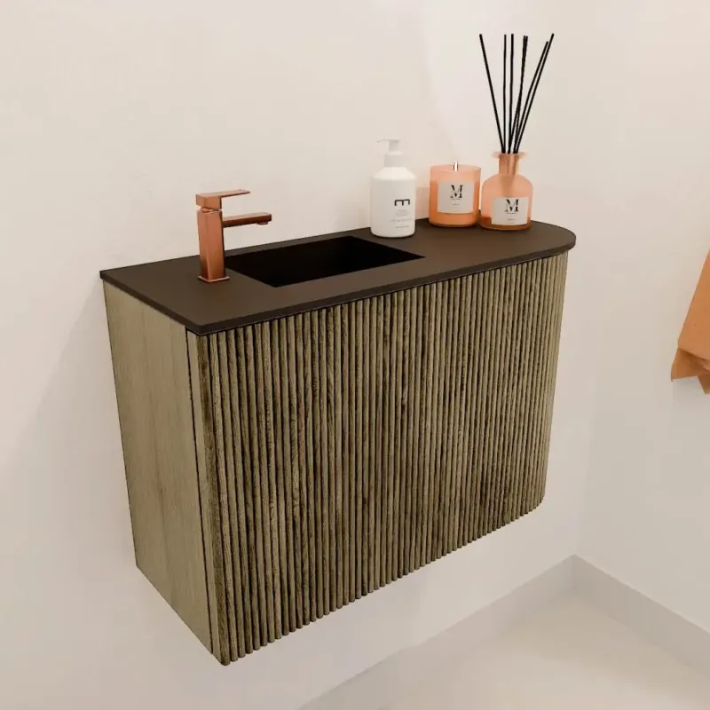 Finale Uitverkoop Mondiaz Joya 60cm toiletmeubel ronding rechts dusk met wastafel faye links 1 kraangat urban