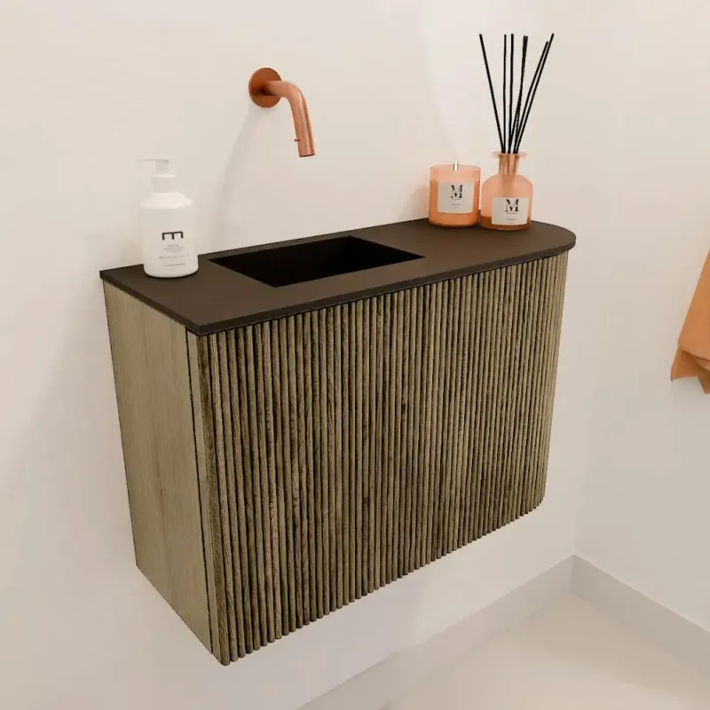 Koop Vandaag Mondiaz Joya 60cm toiletmeubel ronding rechts dusk met wastafel faye links zonder kraangat urban