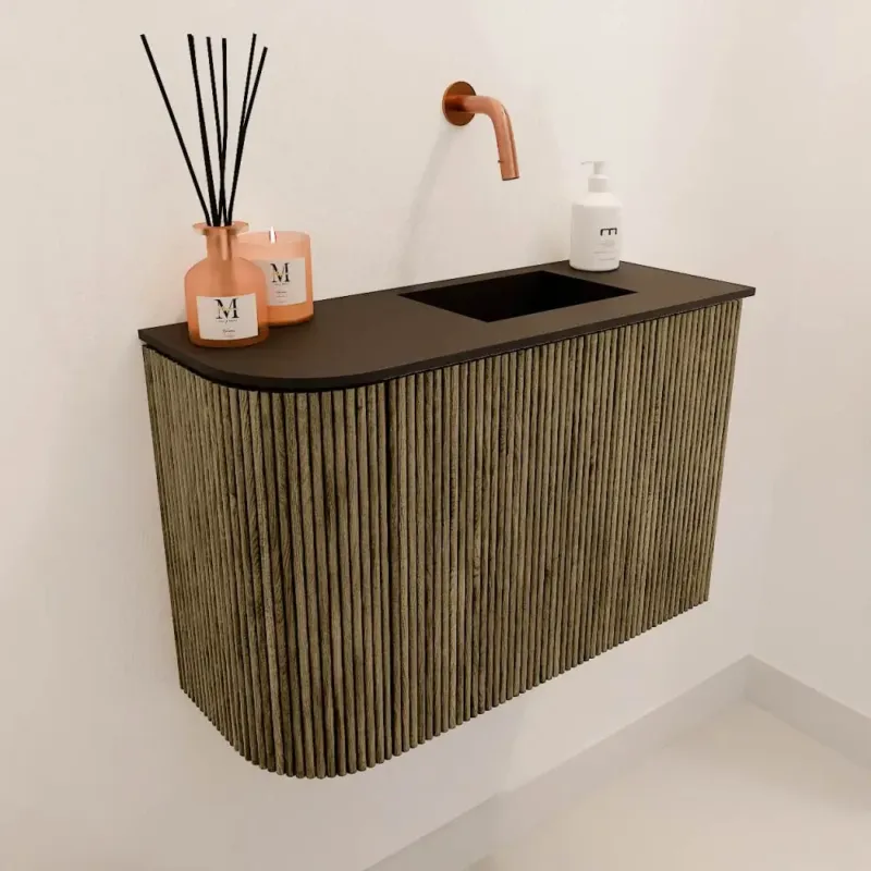 Meest Verkocht Mondiaz Joya 60cm toiletmeubel ronding links dusk met wastafel faye rechts zonder kraangat urban