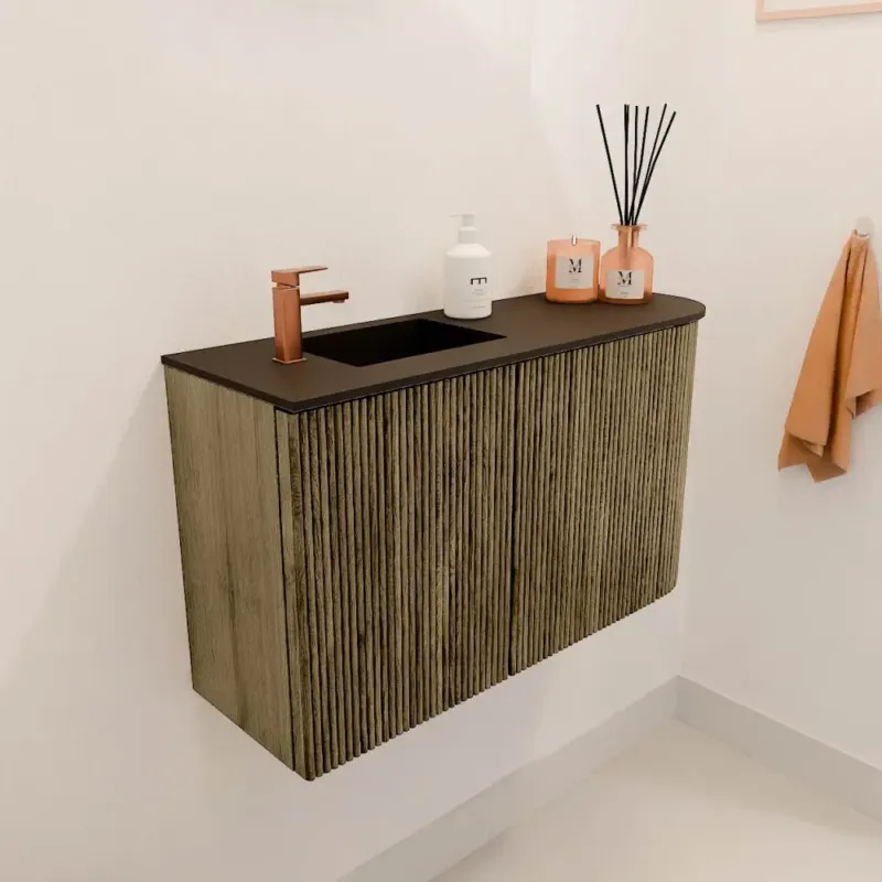 Mondiaz Joya 70cm toiletmeubel ronding rechts dusk met wastafel faye links 1 kraangat urban Hoge Kwaliteit