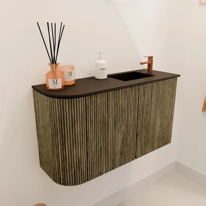 Mondiaz Joya 70cm toiletmeubel ronding links dusk met wastafel faye rechts 1 kraangat urban Veilige Betaling