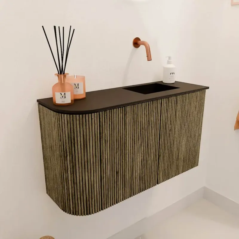 Uitverkoop Mondiaz Joya 70cm toiletmeubel ronding links dusk met wastafel faye rechts zonder kraangat urban