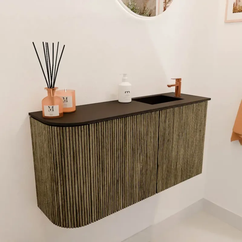 Mondiaz Joya 80cm toiletmeubel ronding links dusk met wastafel faye rechts 1 kraangat urban Weekendaanbieding