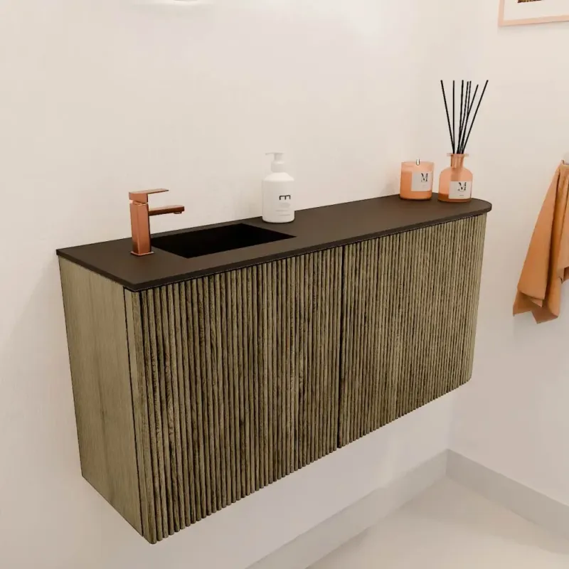 Flitsaanbieding Mondiaz Joya 90cm toiletmeubel ronding rechts dusk met wastafel faye links 1 kraangat urban