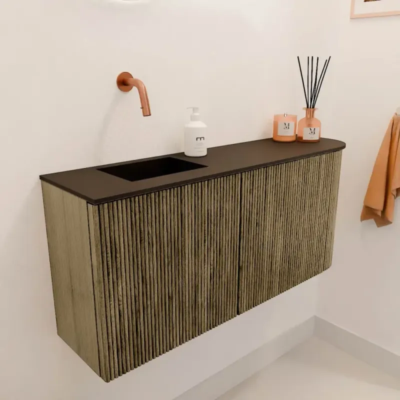 Koop Vandaag Mondiaz Joya 90cm toiletmeubel ronding rechts dusk met wastafel faye links zonder kraangat urban