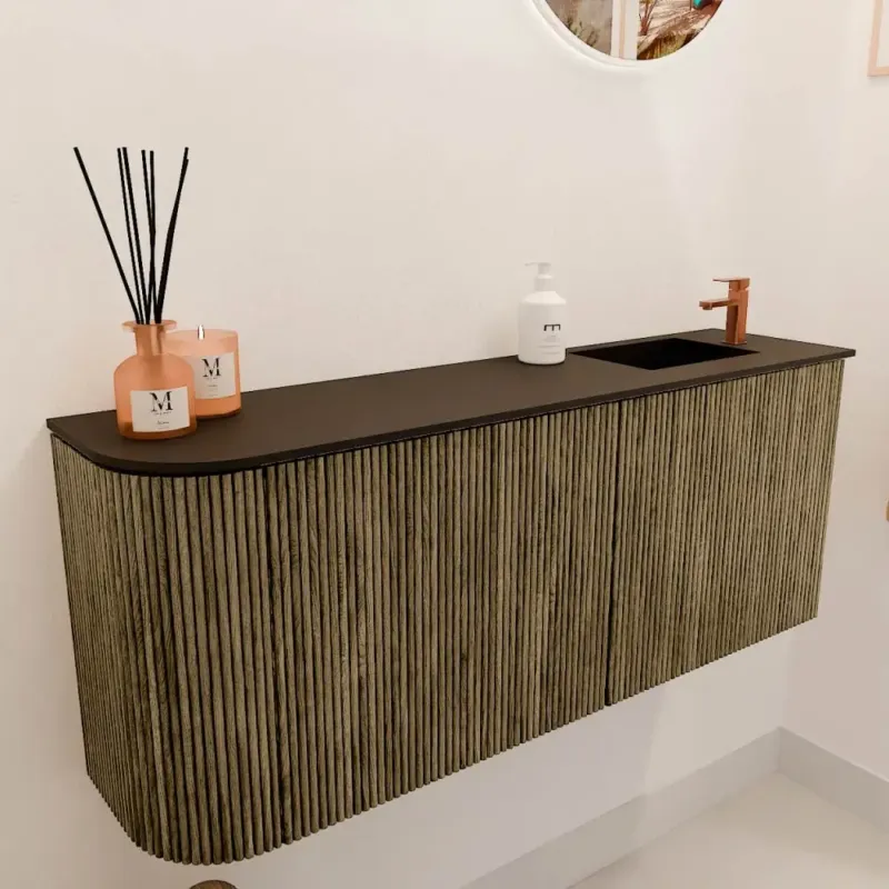 Beperkte Voorraad Mondiaz Joya 100cm toiletmeubel ronding links dusk met wastafel faye rechts 1 kraangat urban