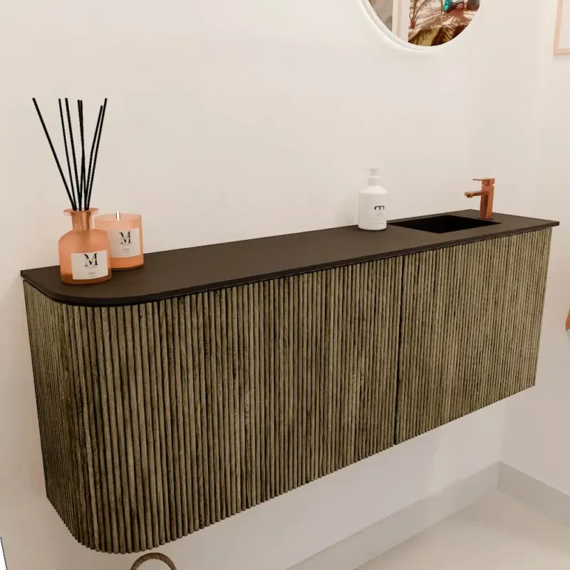 Mondiaz Joya 110cm toiletmeubel ronding links dusk met wastafel faye rechts 1 kraangat urban Gereduceerde Prijs