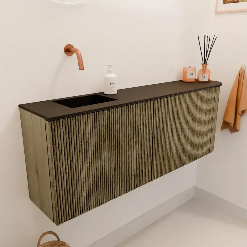 Mondiaz Joya 110cm toiletmeubel ronding rechts dusk met wastafel faye links zonder kraangat urban Koop Online