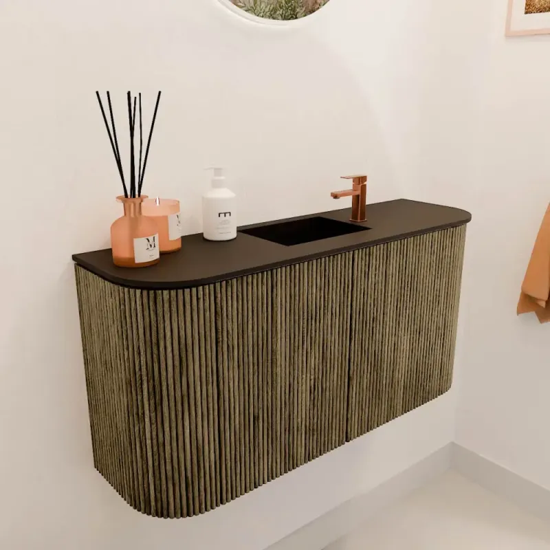 Mondiaz Joya 85cm toiletmeubel ronding links/rechts dusk met wastafel faye midden 1 kraangat urban Hete Deal