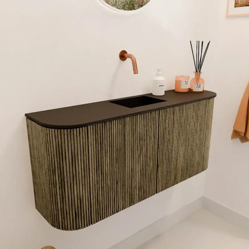 Exclusieve Aanbieding Mondiaz Joya 95cm toiletmeubel ronding links/rechts dusk met wastafel faye midden zonder kraangat urban