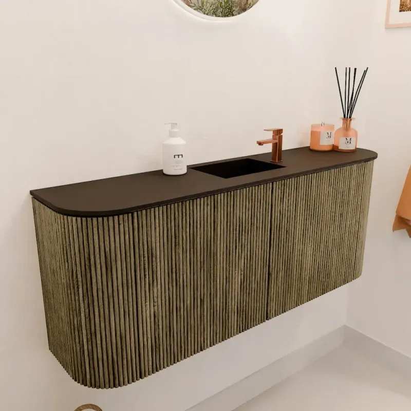 Lage Prijs Mondiaz Joya 105cm toiletmeubel ronding links/rechts dusk met wastafel faye midden 1 kraangat urban