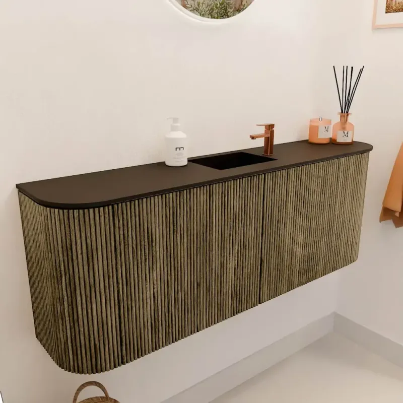 Direct Verzonden Mondiaz Joya 115cm toiletmeubel ronding links/rechts dusk met wastafel faye midden 1 kraangat urban
