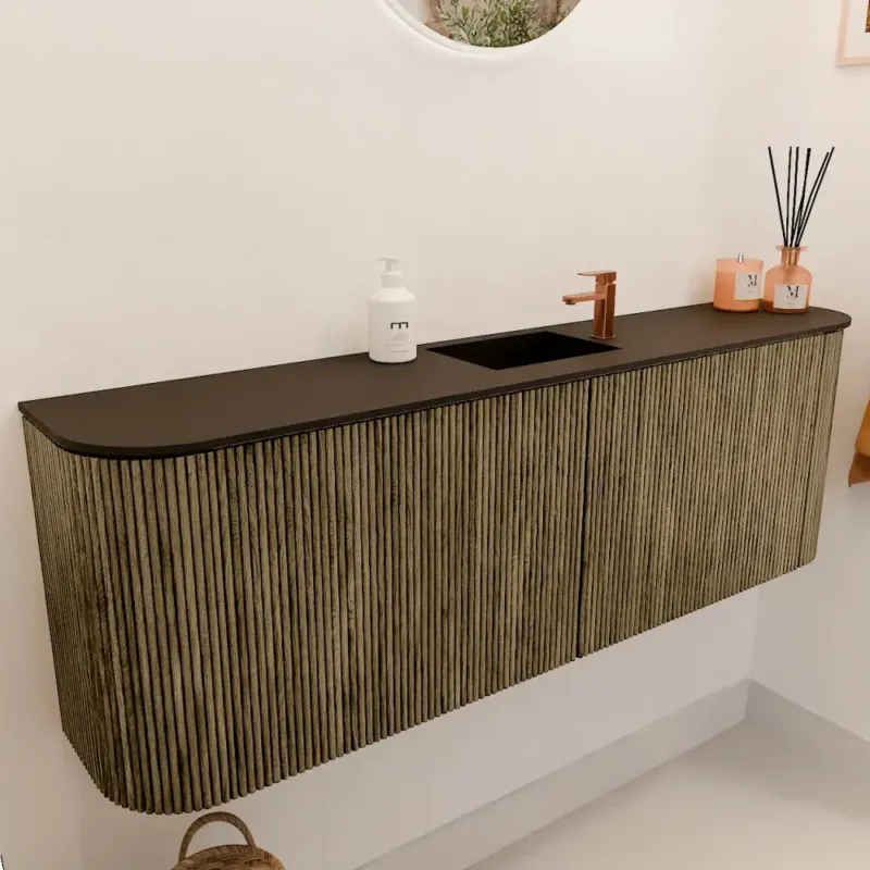 Meest Verkocht Mondiaz Joya 125cm toiletmeubel ronding links/rechts dusk met wastafel faye midden 1 kraangat urban