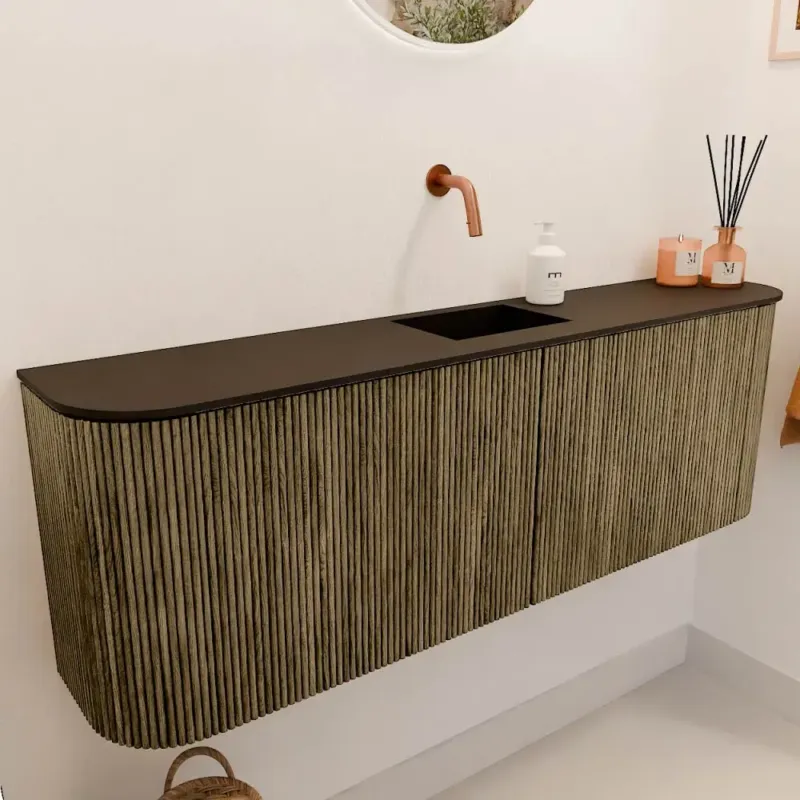 Fabrieksprijs Mondiaz Joya 125cm toiletmeubel ronding links/rechts dusk met wastafel faye midden zonder kraangat urban