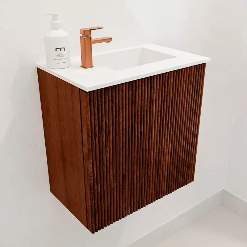 Mondiaz Joya 40cm toiletmeubel ruby met wastafel faye rechts 1 kraangat talc Betrouwbaar