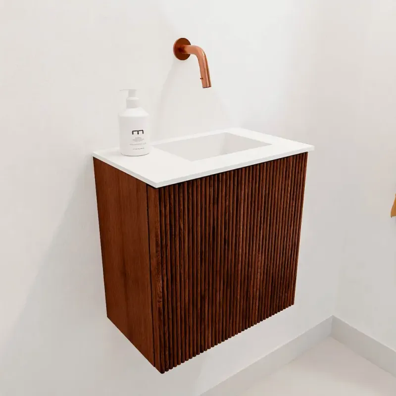 Mondiaz Joya 40cm toiletmeubel ruby met wastafel faye rechts zonder kraangat talc Nieuw
