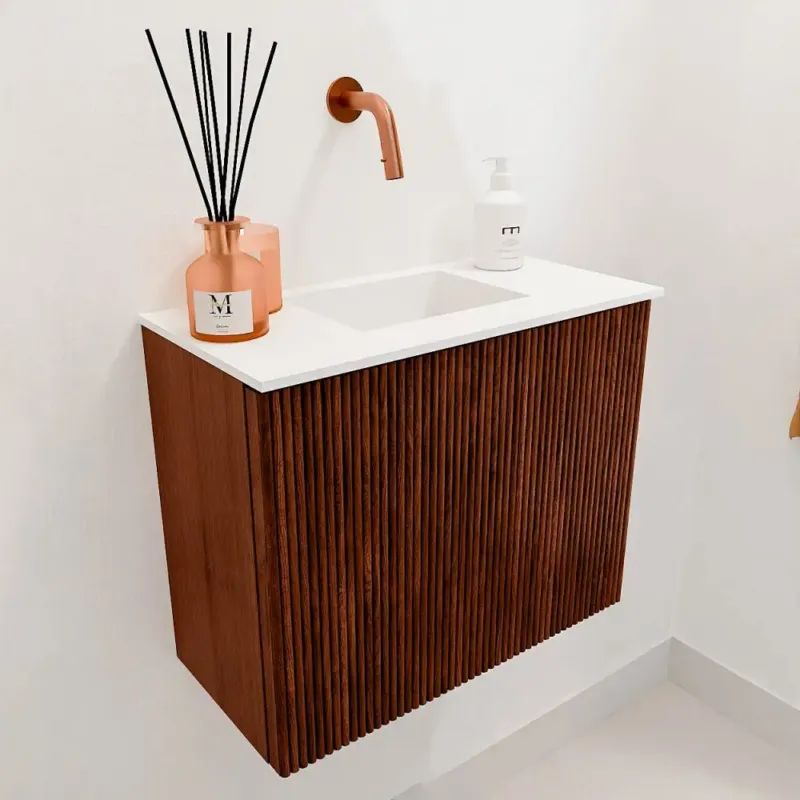 Mondiaz Joya 50cm toiletmeubel ruby met wastafel faye midden zonder kraangat talc Populair