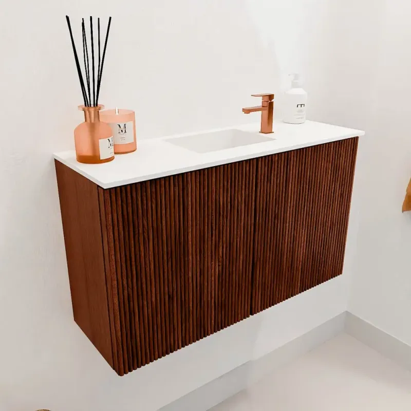 Mondiaz Joya 70cm toiletmeubel ruby met wastafel faye midden 1 kraangat talc Fabrieksprijs