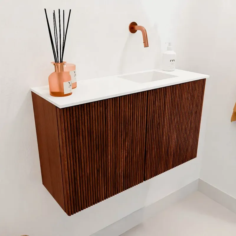 Mondiaz Joya 70cm toiletmeubel ruby met wastafel faye rechts zonder kraangat talc Beste Prijs