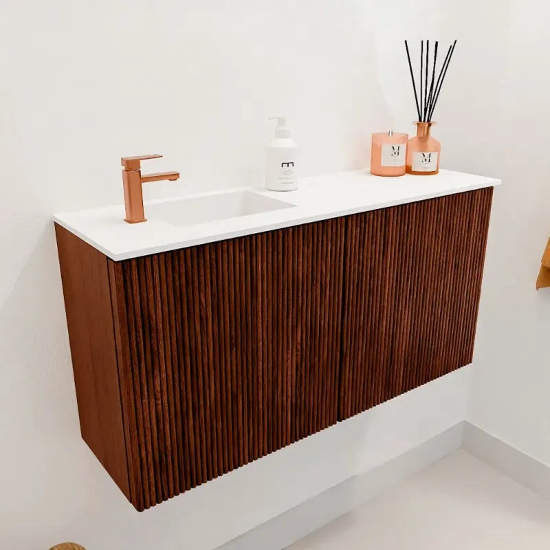 Mondiaz Joya 80cm toiletmeubel ruby met wastafel faye links 1 kraangat talc Rechtstreeks Van De Fabrikant