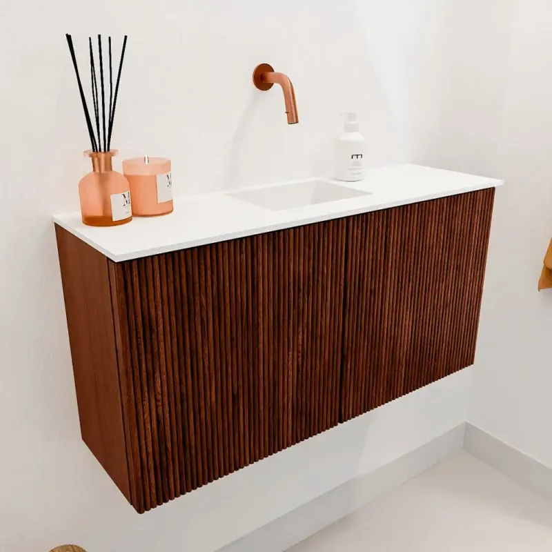 Mondiaz Joya 80cm toiletmeubel ruby met wastafel faye midden zonder kraangat talc Express Levering