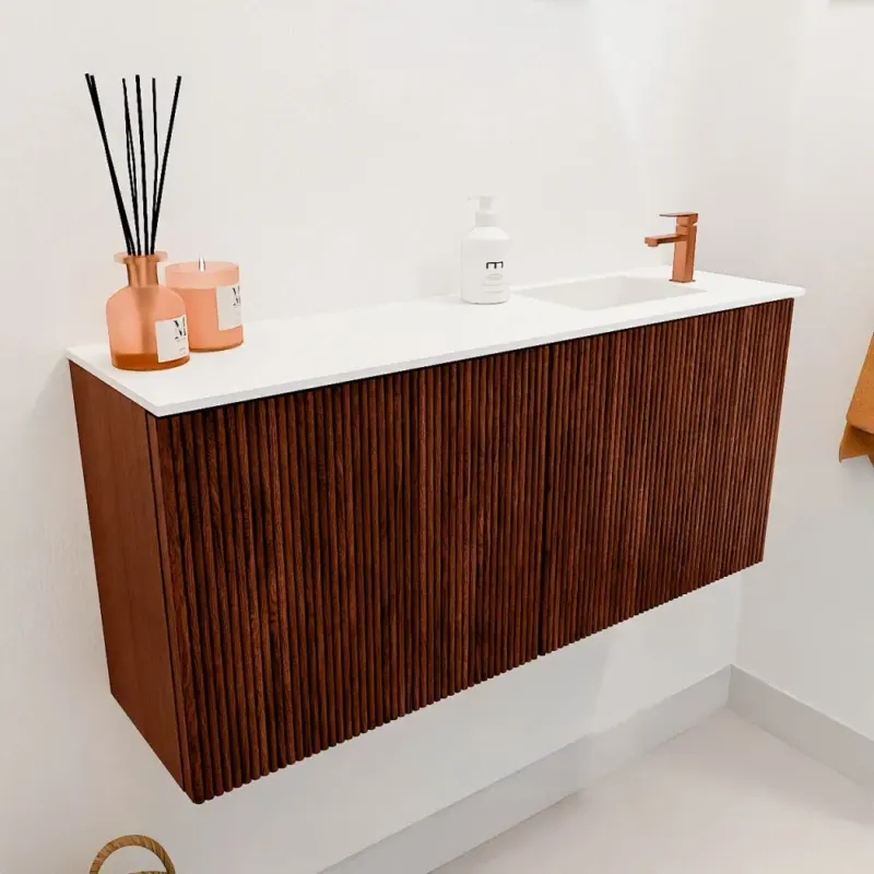 Betrouwbaar Mondiaz Joya 90cm toiletmeubel ruby met wastafel faye rechts 1 kraangat talc