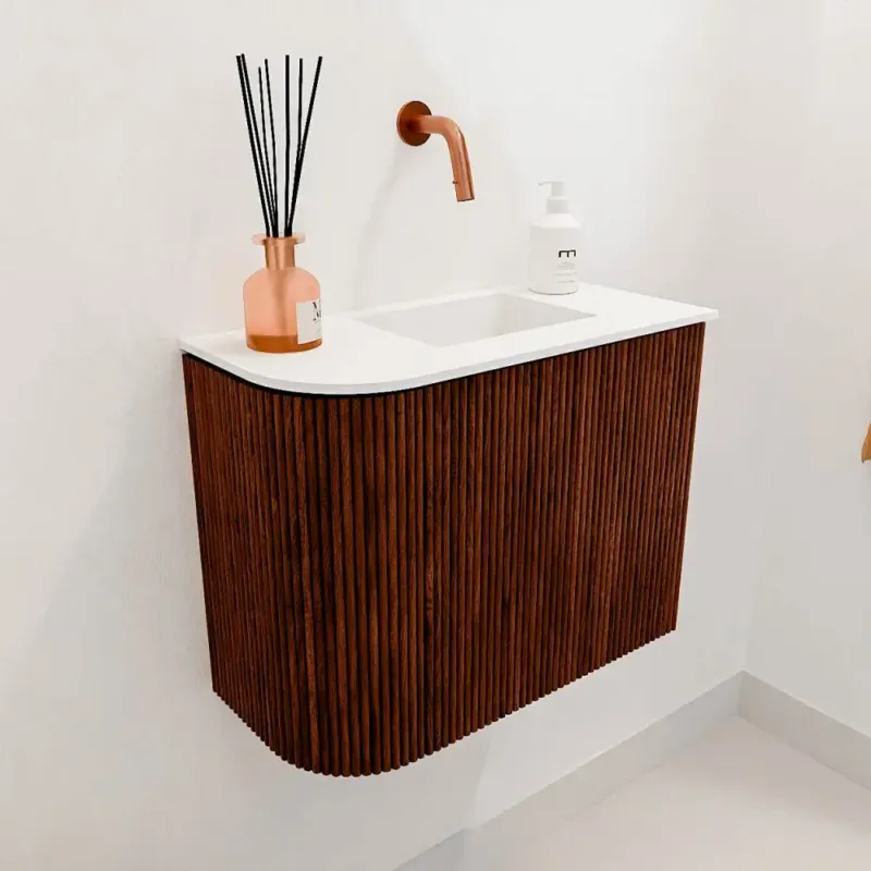 Bestel Nu Mondiaz Joya 50cm toiletmeubel ronding links ruby met wastafel faye rechts zonder kraangat talc
